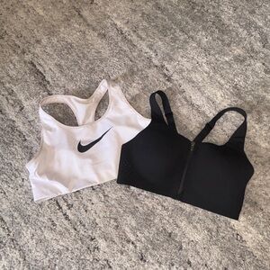 Nike White Racerback Sports Bra with Black Swoosh